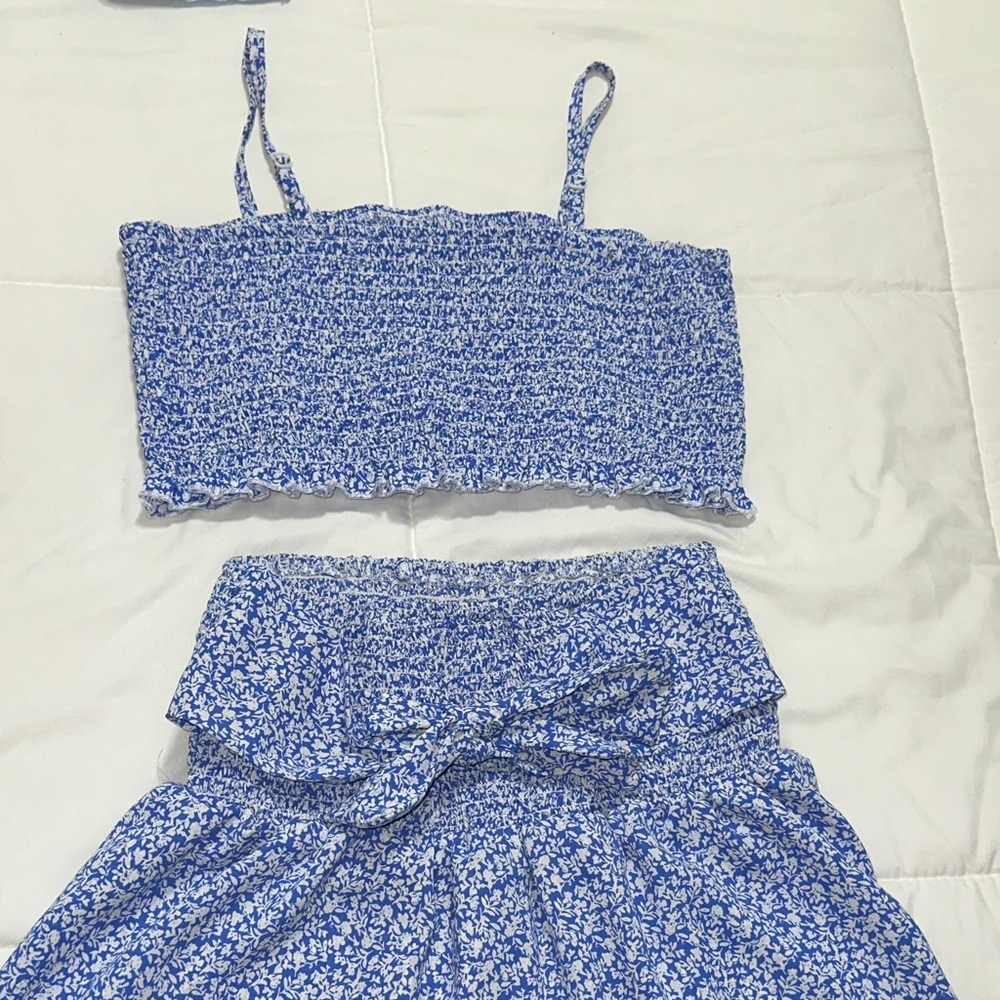 Blue Floral Two-Piece Set